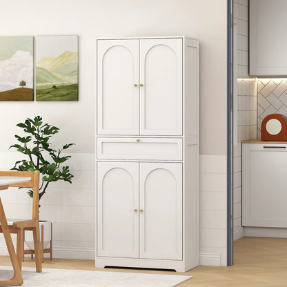 72.4" Tall Kitchen Pantry Cabinet, Shaker Doors, Adjustable Shelves, White Kitchen Pantry Cabinets at Gallery Canada