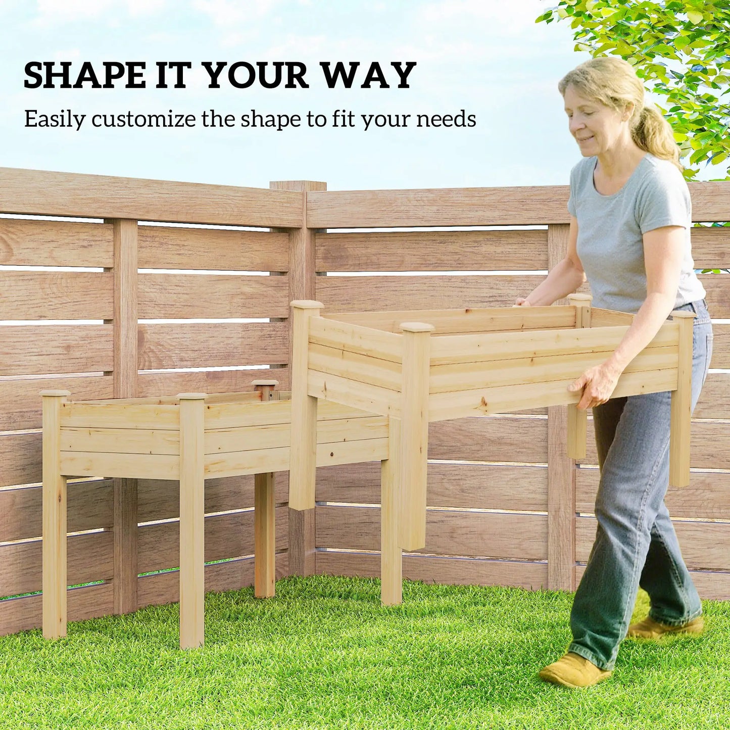 2 Tier Wood Plant Raised Bed, Grow Box Stand, Garden Step Planter Elevated Garden Beds at Gallery Canada