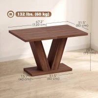 Modern Kitchen Dining Table For 4 People, Walnut