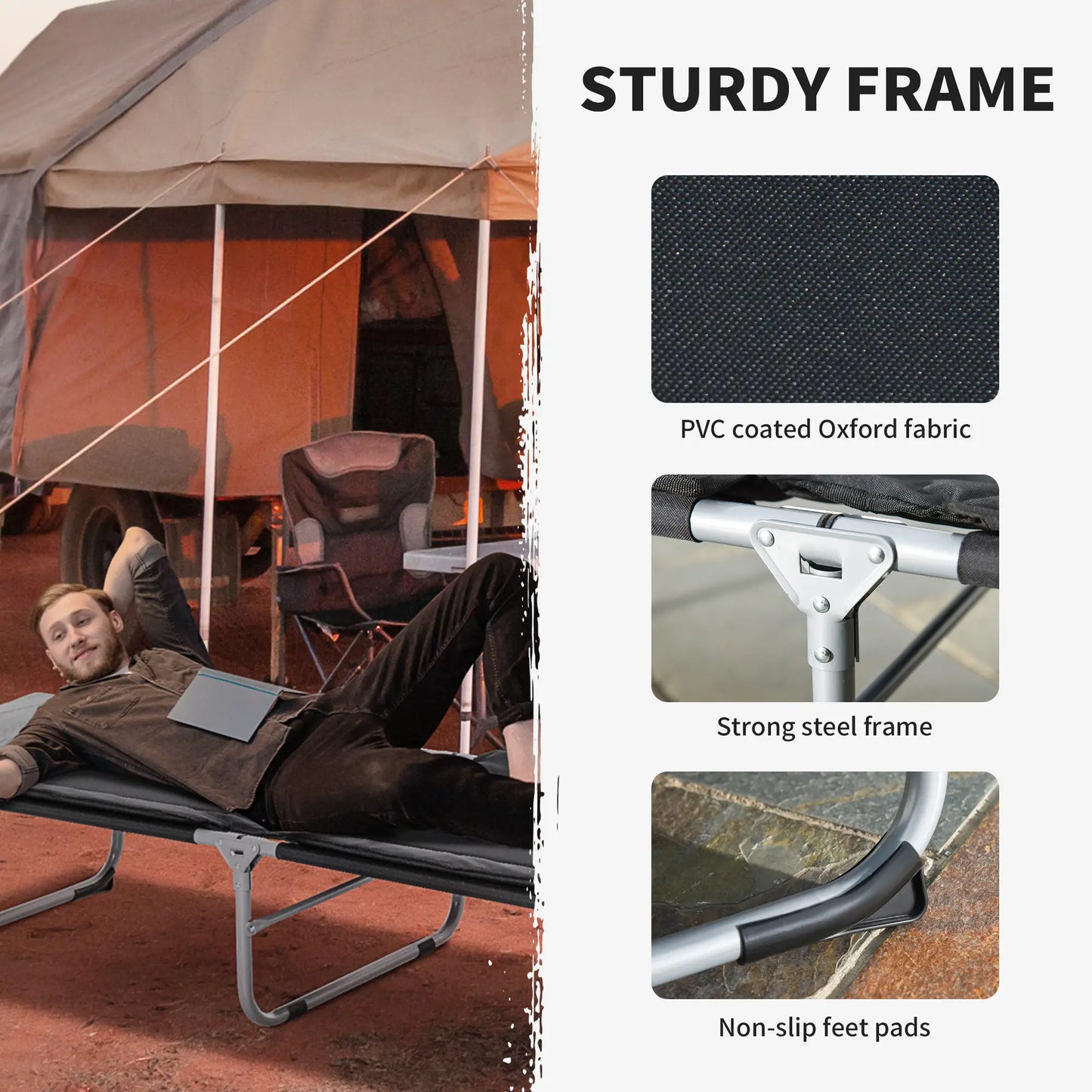 Folding Camping Cot, Sleeping Bed for Adults, Outdoor Hiking, Black Camping Cots at Gallery Canada