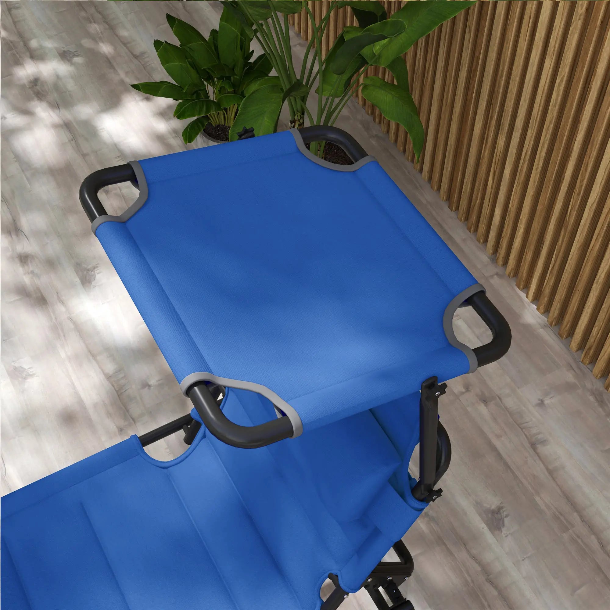 Folding Chaise Lounge, Adjustable Sunroof, Quick Dry Padded, Outdoor, Blue Lounger Chairs at Gallery Canada