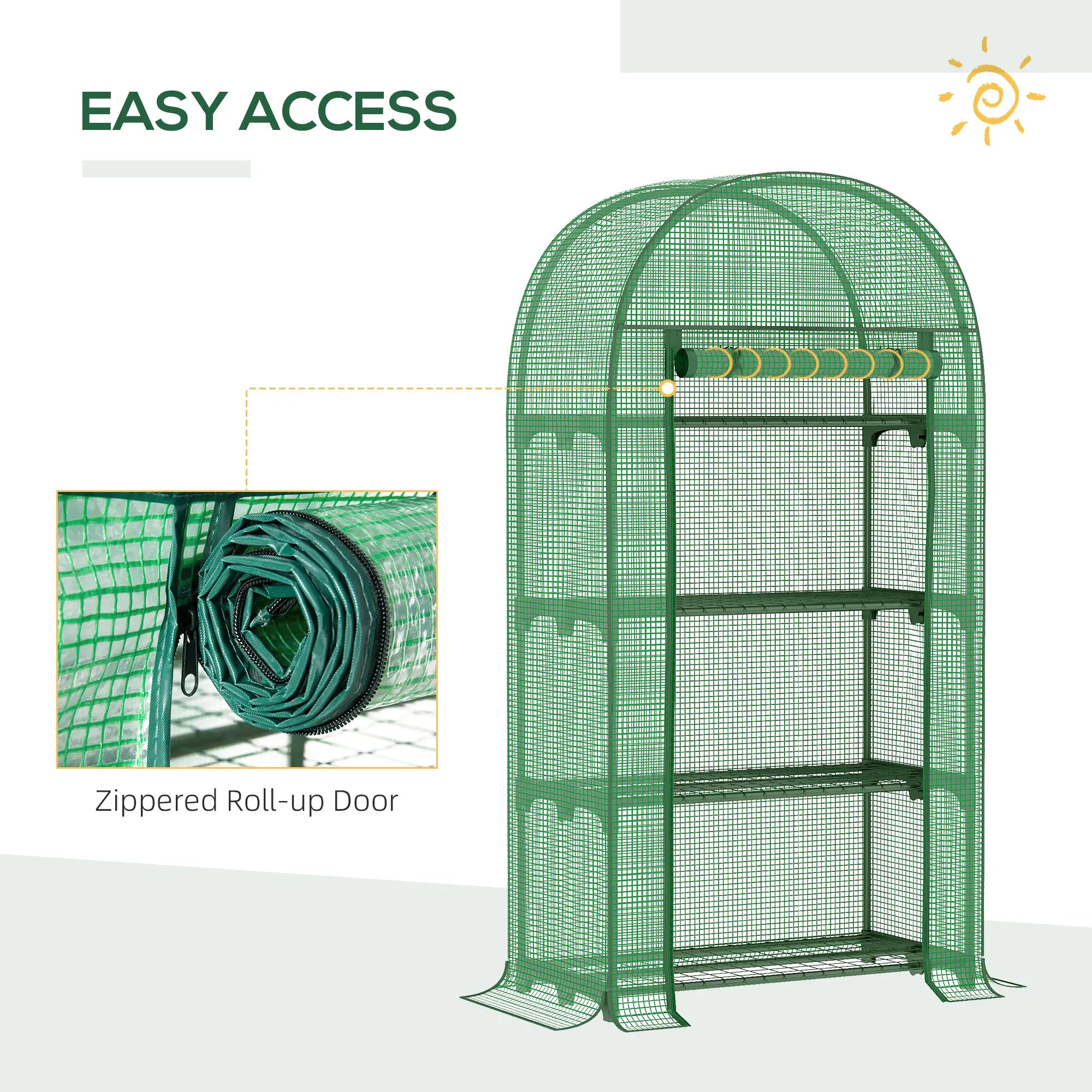 Portable Mini Greenhouse, Zippered Door, PE Cover, 31.5