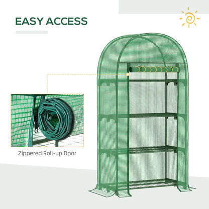 Portable Mini Greenhouse, Zippered Door, PE Cover, 31.5" x 19.3" x 63", Green Mini Greenhouses at Gallery Canada