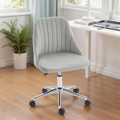 Velvet Adjustable Height Swivel Chair, For Makeup Office Bedroom, Grey Task Chairs at Gallery Canada