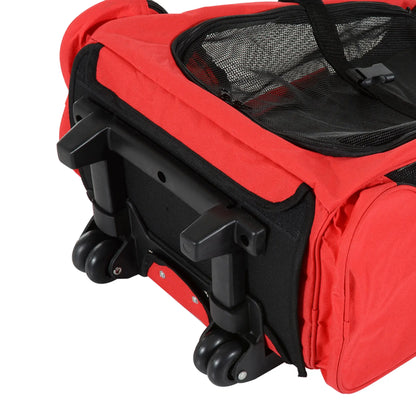 2-in-1 Pet Luggage Box Backpack Carrier, Rolling Wheel, Red Dog Bike Trailers & Strollers at Gallery Canada