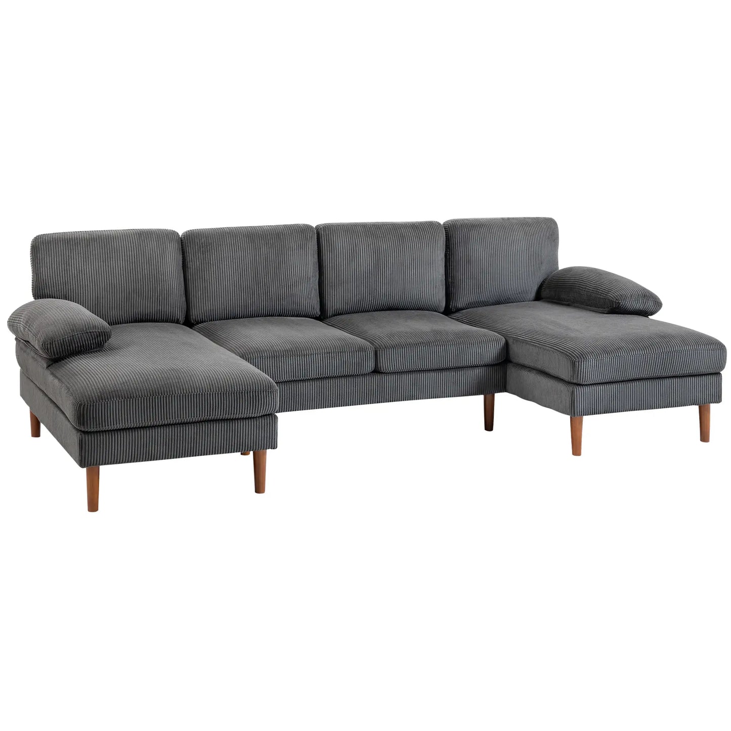 U Shape Couch with Double Chaise, Modern 4 Seater Sofa, Dark Grey 3-Seater Sofas at Gallery Canada