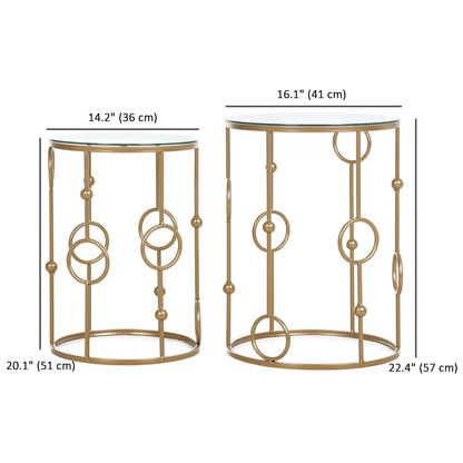 Round Coffee Tables Set of 2, Tempered Glass Top, Steel Frame, Gold Coffee Tables at Gallery Canada