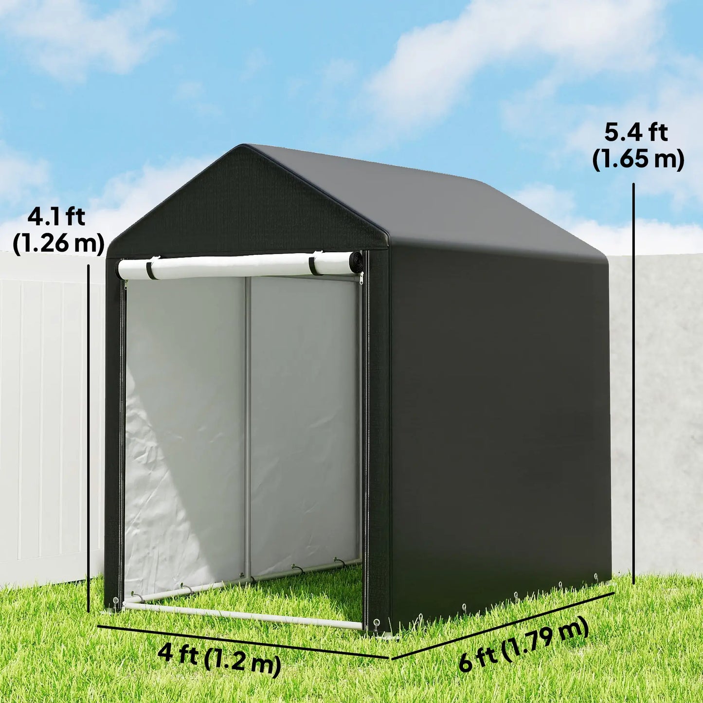 4 x 6ft Outdoor Storage Shed Tent, Portable, Roll-up Door Portable Shed at Gallery Canada