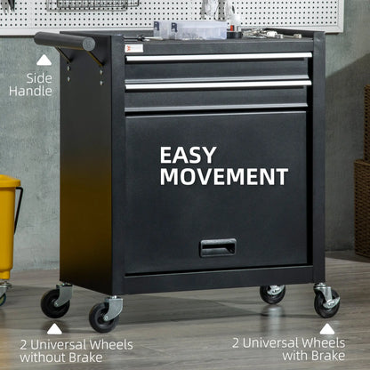 2-Drawer Rolling Tool Chest, Metal Cabinet, Black Tool Organizers at Gallery Canada