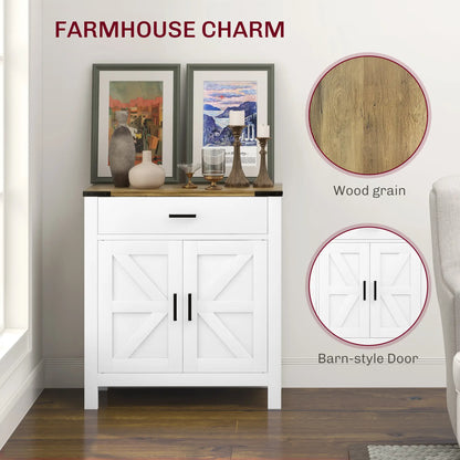 Farmhouse Buffet Cabinet, 1 Drawer, Storage Cabinet, Adjustable Shelf, White Bar Cabinets at Gallery Canada