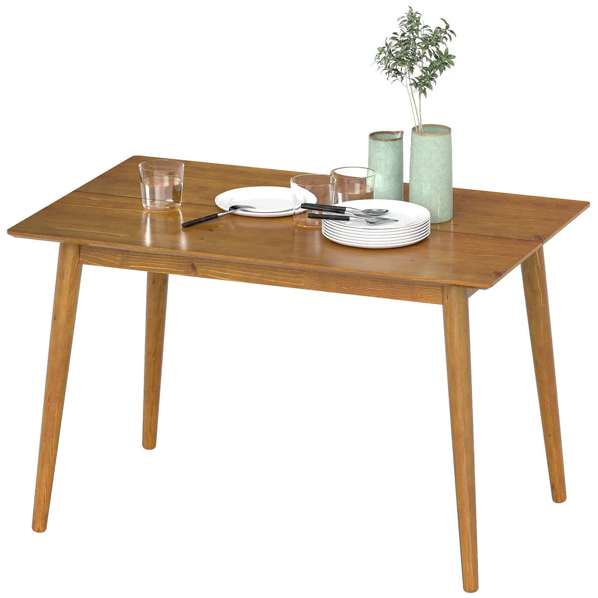 47" x 30" Dining Table, Farmhouse Dining Room Table with Pine Wood Frame, Space Saving Kitchen Table, Brown Dining Tables Brown at Gallery Canada