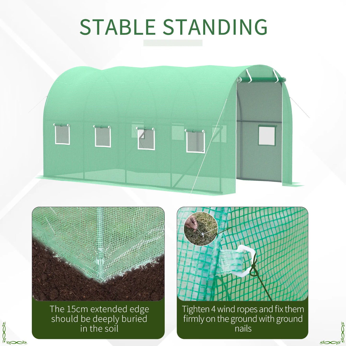 Walk-In Tunnel Greenhouse, 13x6.4x6.5ft, Galvanised Steel Frame, Green Tunnel Greenhouses at Gallery Canada