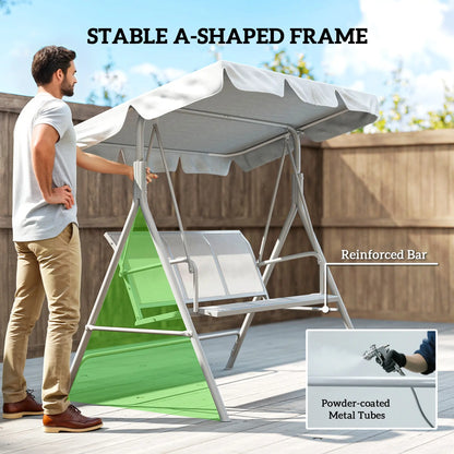 3-Seater Outdoor Swing Chair, Patio Swing with Canopy, Light Grey Patio Swings with Stand at Gallery Canada