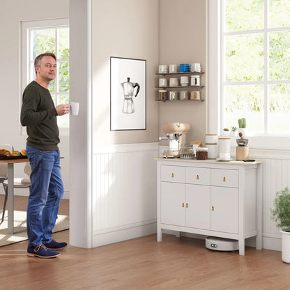40" Sideboard Buffet Cabinet, 3 Drawers, 2 Adjustable Shelves, White Storage Cabinets at Gallery Canada