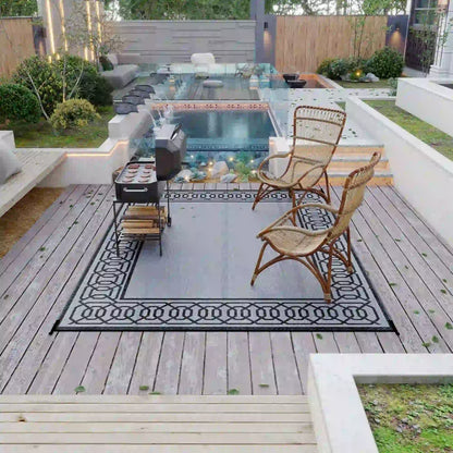 Portable Outdoor Rug, 9' x 12', Waterproof, Reversible, Black and Grey Outdoor Reversible Rugs at Gallery Canada