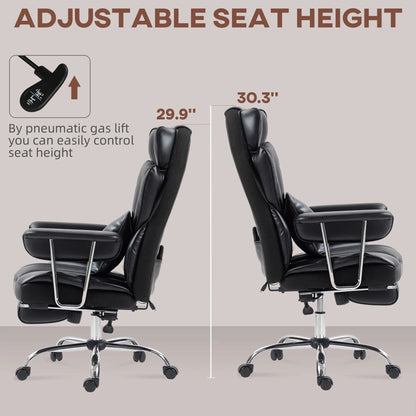 400LBS Massage Office Chair, 6-Point Vibration, Footrest, Lumbar Support, Black Massage Chairs at Gallery Canada