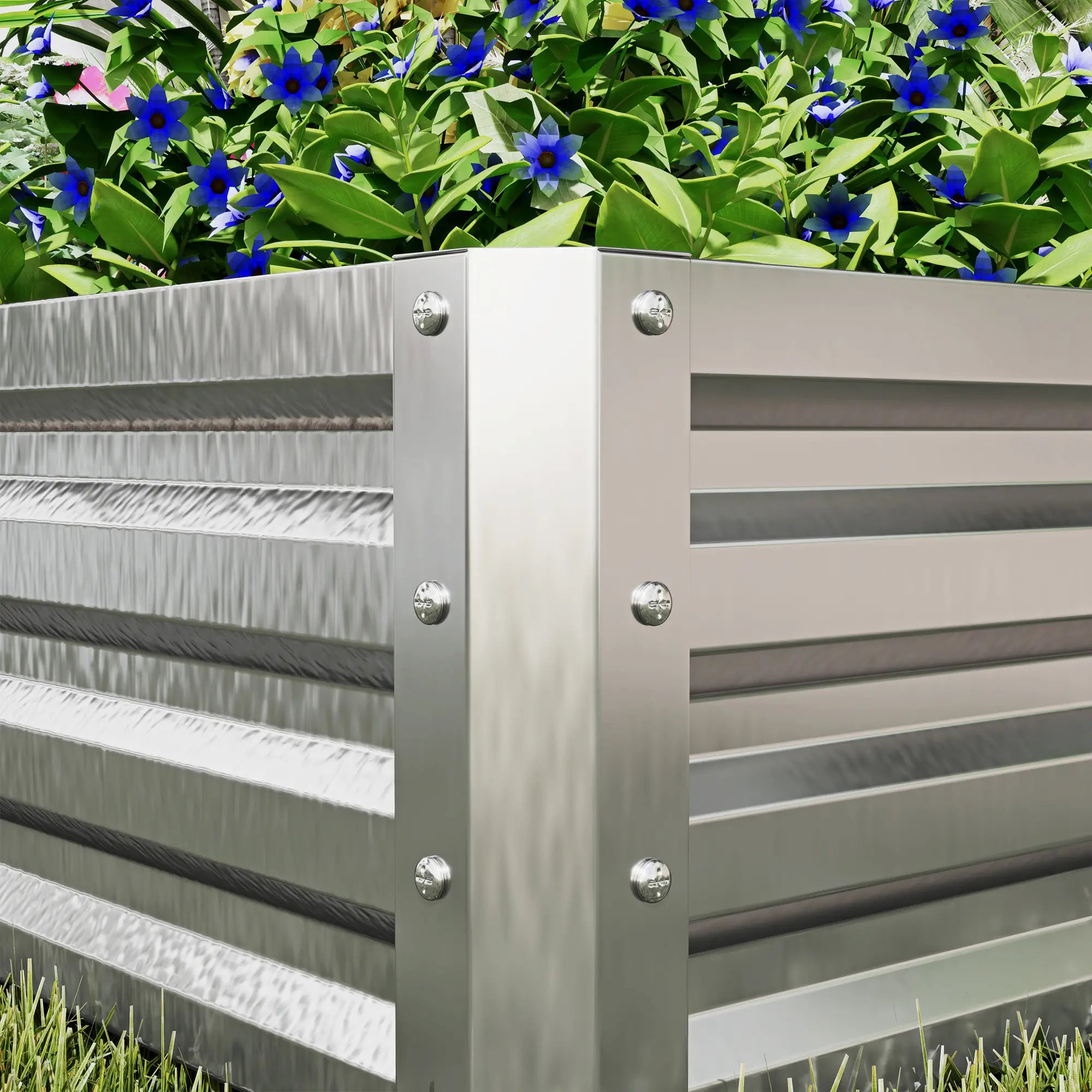 2' x 2' x 1' Raised Garden Bed, Galvanised Steel Frame, Vegetables, Flowers, Herbs, Silver Raised Garden Beds at Gallery Canada