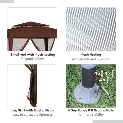 10' x 10' Canopy Tent, Mesh Netting, Double Tier Roof, Brown Canopy Tents at Gallery Canada