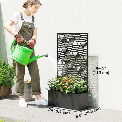 Metal Planter Box With Trellis, 44.5" Tall, Raised Garden Bed Galvanized Planter Boxes at Gallery Canada