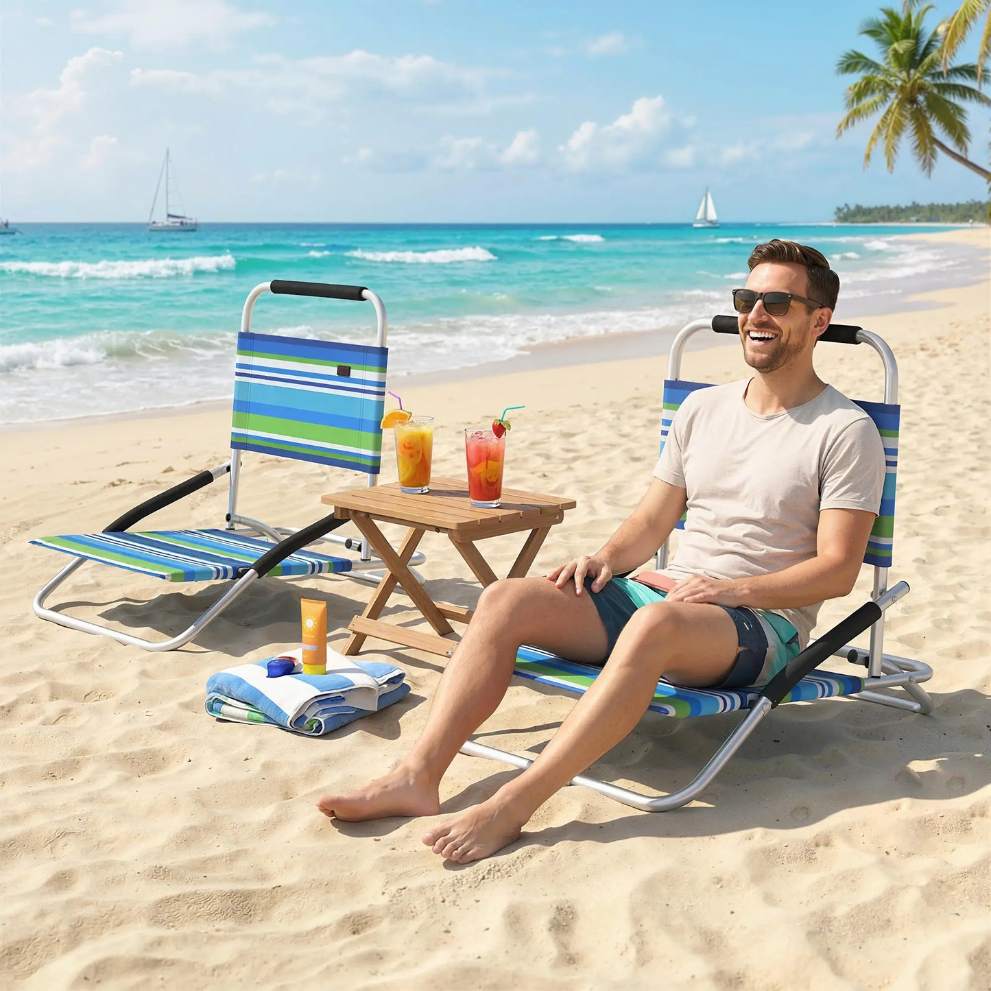 Folding Outdoor Recliner Lounge Chair Set, 2 Pack, Hidden Pocket Lounger Chairs at Gallery Canada