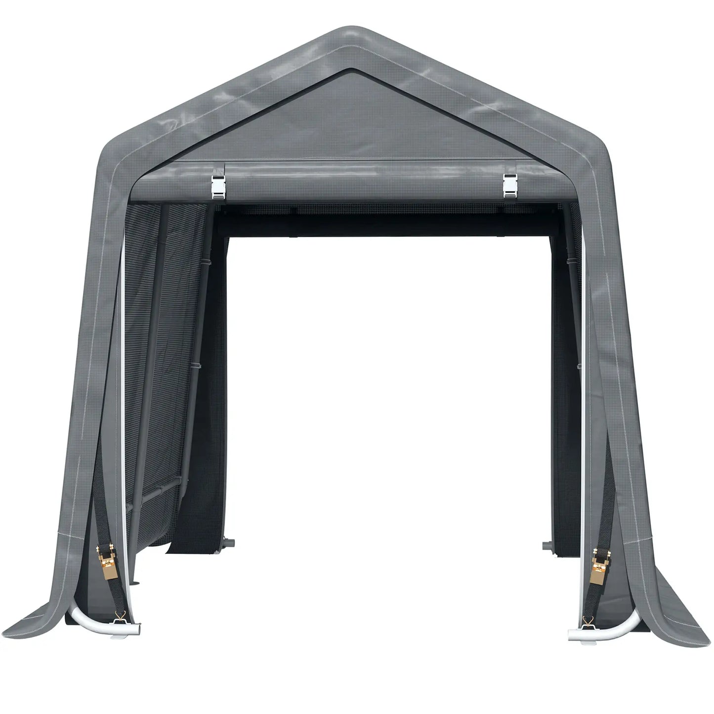 7.9' x 6.6' Garden Storage Tent, Metal Frame, Double Zipper Doors, Dark Grey Car Shelters Dark Grey at Gallery Canada
