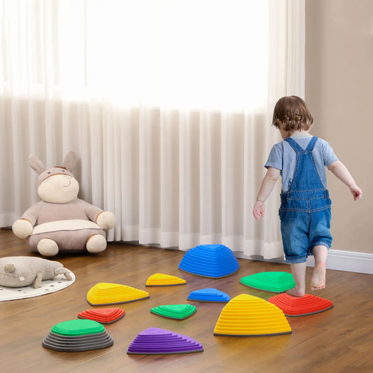 11 PCs Stepping Stones, Non-Slip Rubber, Stackable, 3-8 Years Gym Sets & Swings Multi Colour at Gallery Canada