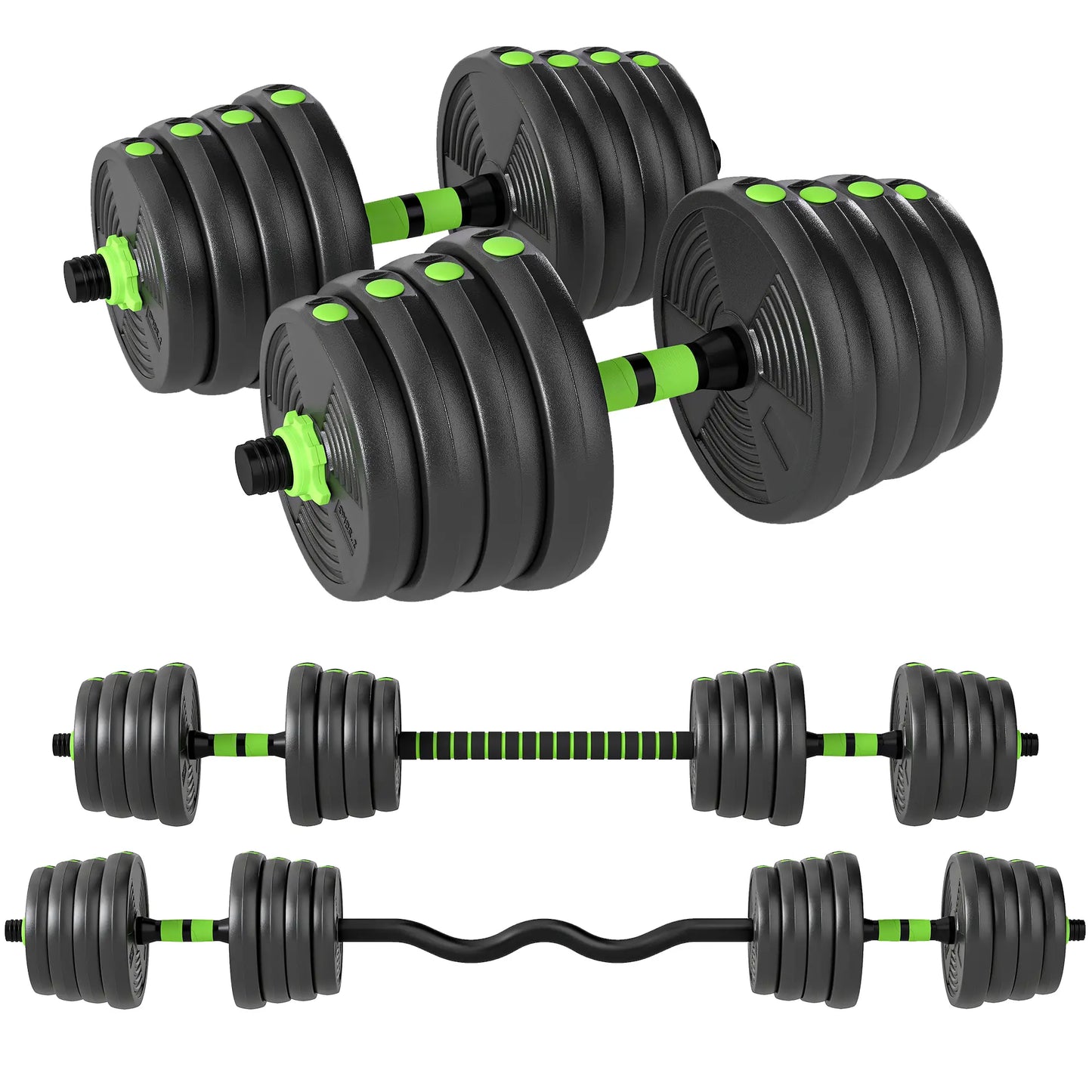 Adjustable Dumbbell Set, 3 in 1 Weights, 66lb with Connector, Non-Slip Grip Dumbbells & Barbells at Gallery Canada