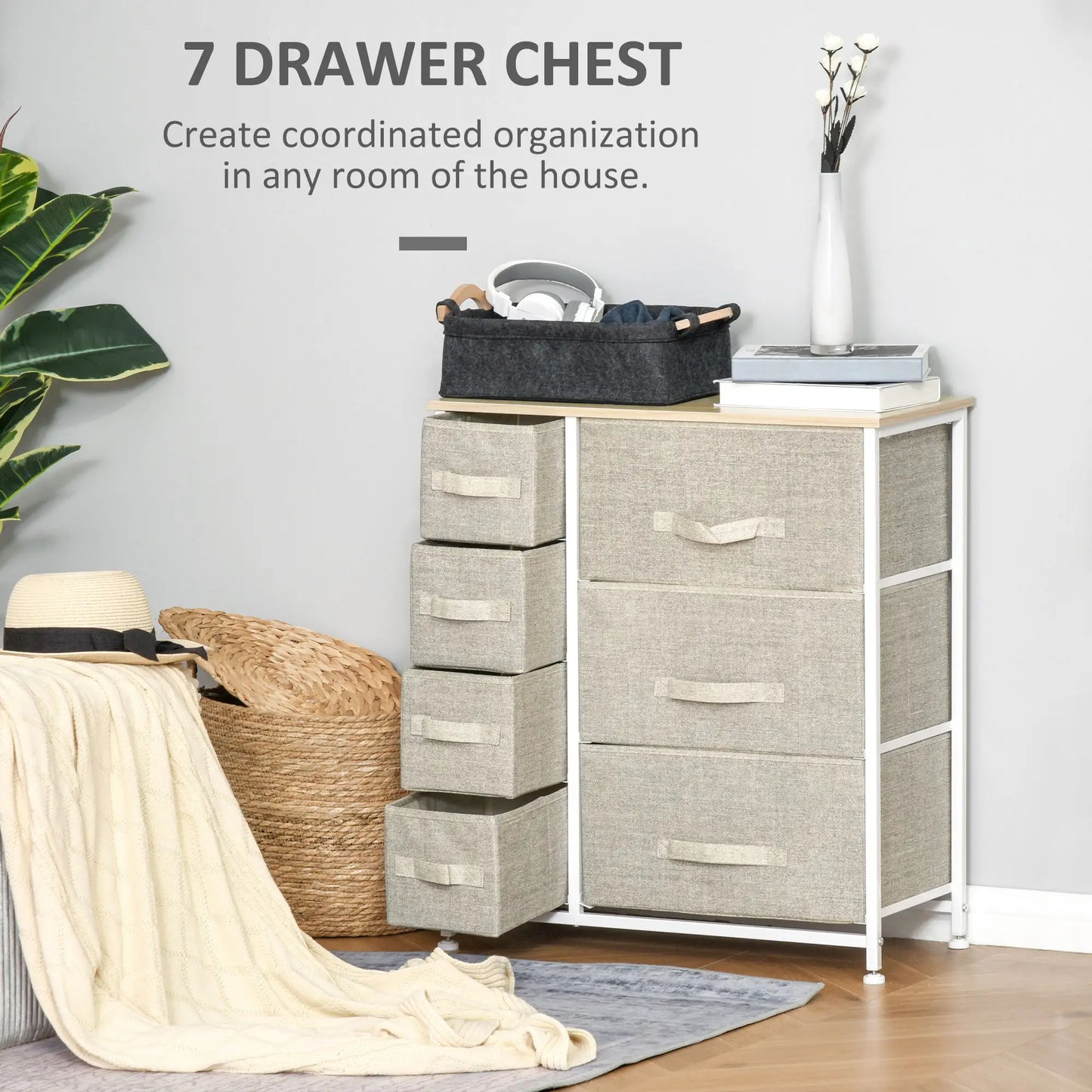 7-Drawer Dresser, Metal Frame, Fabric, Light Grey Storage Cabinets at Gallery Canada