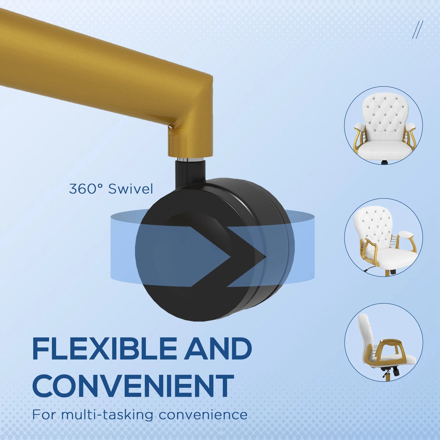 Velvet Office Chair, Button Tufted, Swivel Wheels, Adjustable Height, Cream White Task Chairs at Gallery Canada