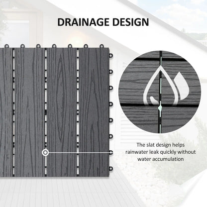 Interlocking Deck Tiles, 11 Pack 12" x 12", Waterproof Non-Slip, Grey Deck Tiles at Gallery Canada