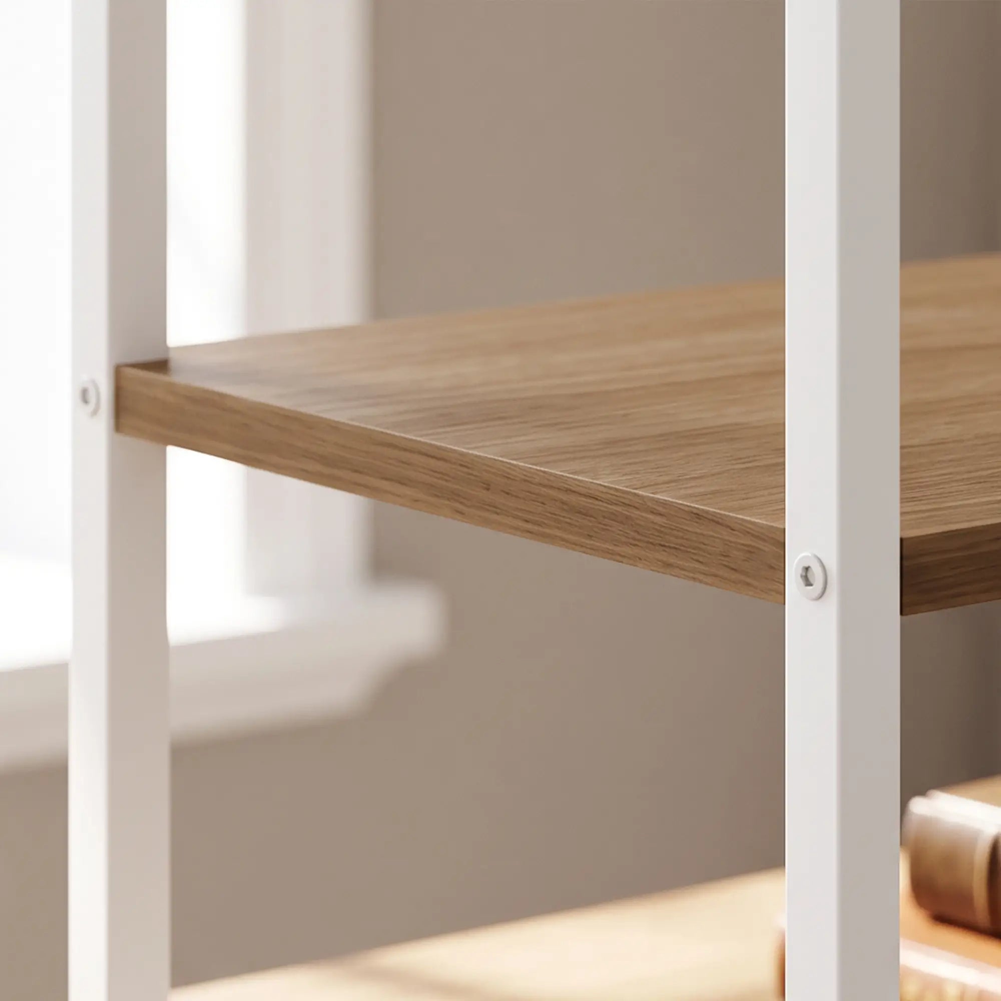 Folding Computer Desk With 4-Tier Bookshelf, Natural Computer Desks at Gallery Canada