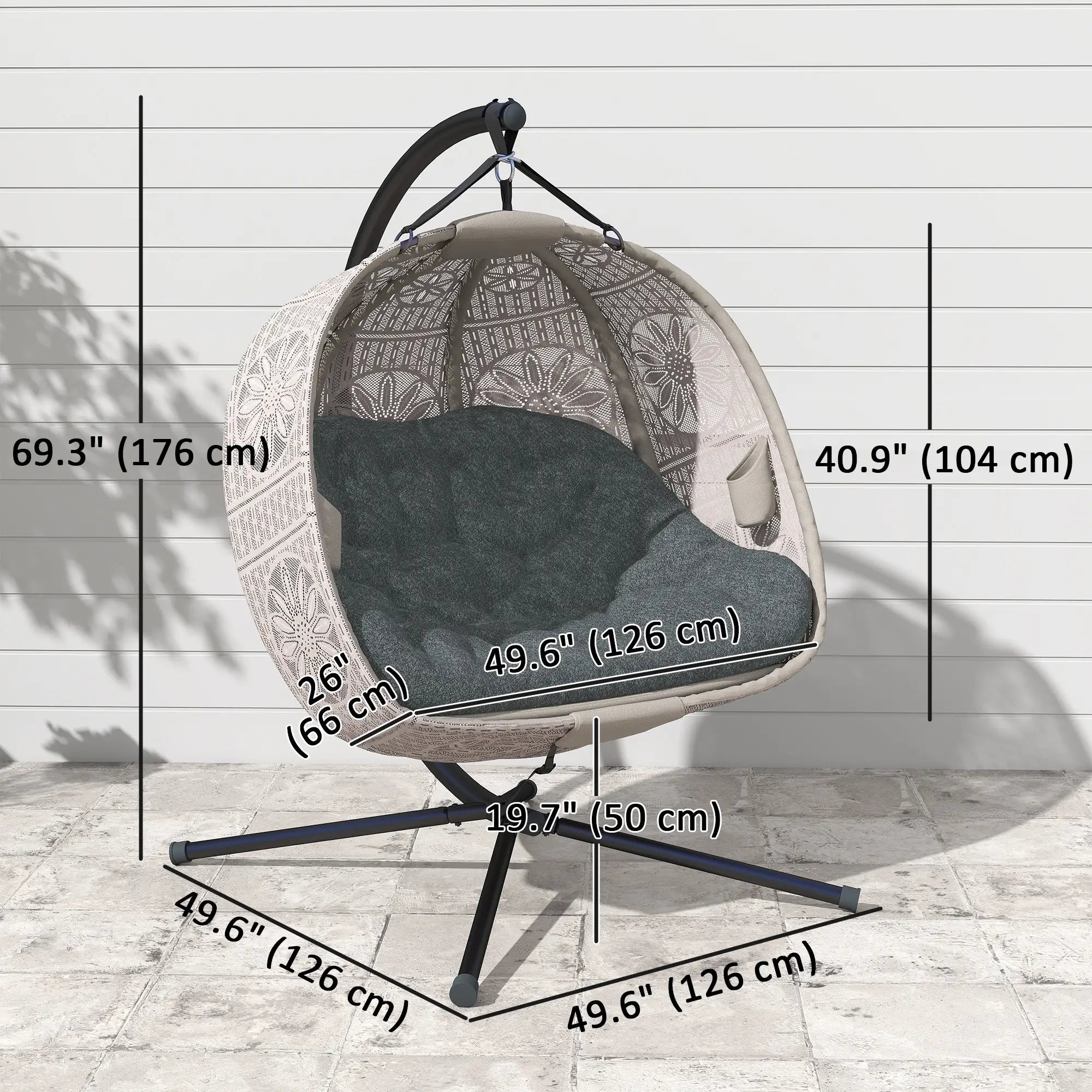 Hanging Egg Chair With Stand, Dark Grey Patio Swings with Stand at Gallery Canada