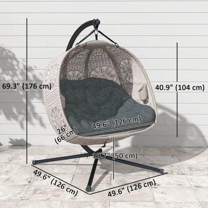 Hanging Egg Chair With Stand, Dark Grey Patio Swings with Stand at Gallery Canada