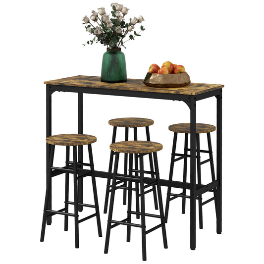 5-Piece Counter Height Bar Table and Chairs, Dining Table and Chairs Set for 4, Pub Table and Chairs - Gallery Canada