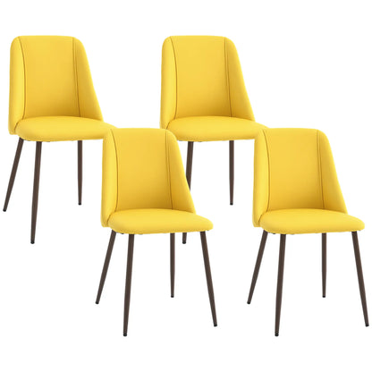Upholstered Dining Chairs Set of 4, Velvet, Wood-Grain Steel Leg, Yellow Dining Chairs at Gallery Canada