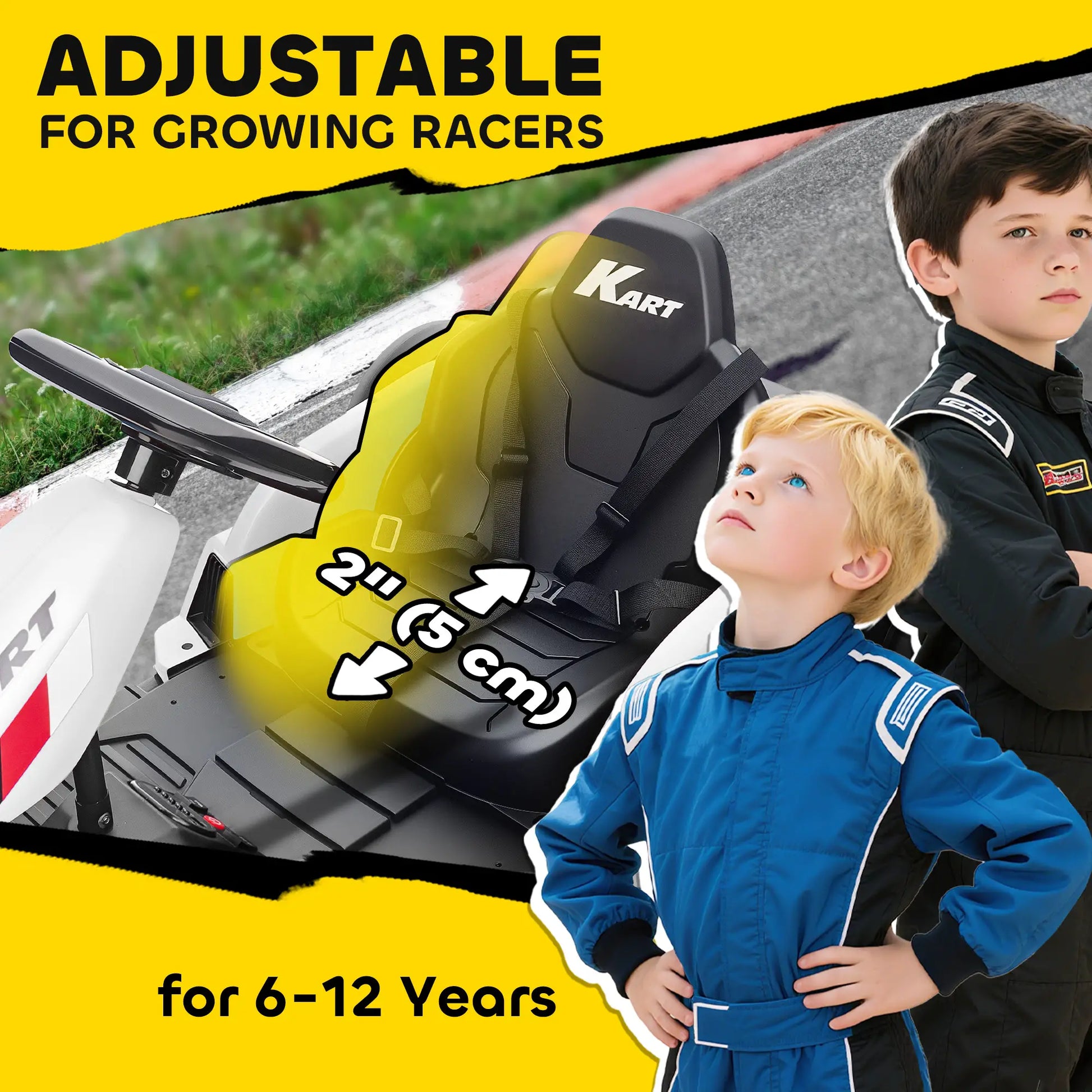 24V Electric Go Kart, Dual 150W Motors, Adjustable Seat, 11.2MPH, White Electric Ride-On Toys at Gallery Canada