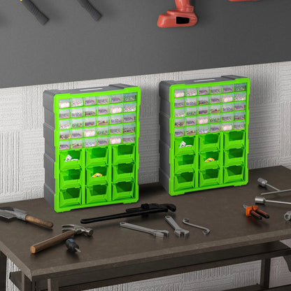 Plastic 39 Drawer Organizer, Wall Mount Storage Cabinet, 2, Green Tool Organizers at Gallery Canada
