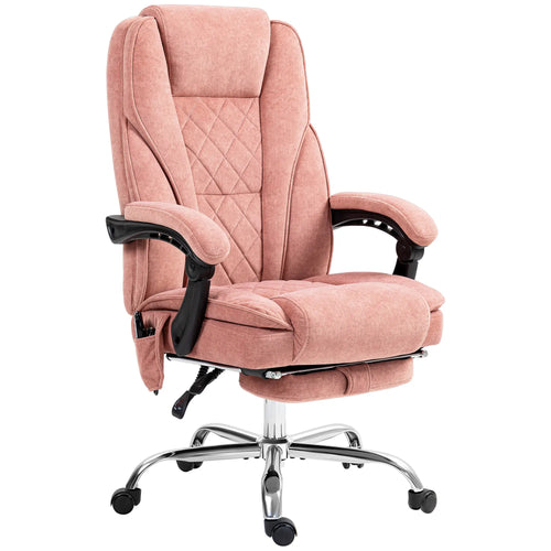 Massage Office Chair, Reclining Computer Chair, Adjustable Height, Pink