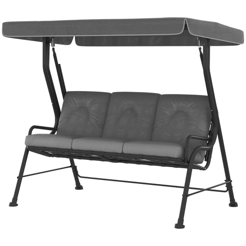 3-Person Patio Swing Chair with Canopy, Light Grey