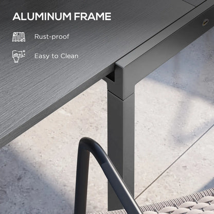 31.5"-63" Extendable Outdoor Dining Table, Aluminium Frame, Steel Tabletop, Dark Grey Patio Dinning Tables at Gallery Canada