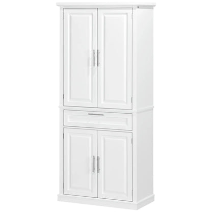 72" Kitchen Pantry Cabinet, 4-Door with Drawer, Adjustable Shelves, White Kitchen Pantry Cabinets at Gallery Canada
