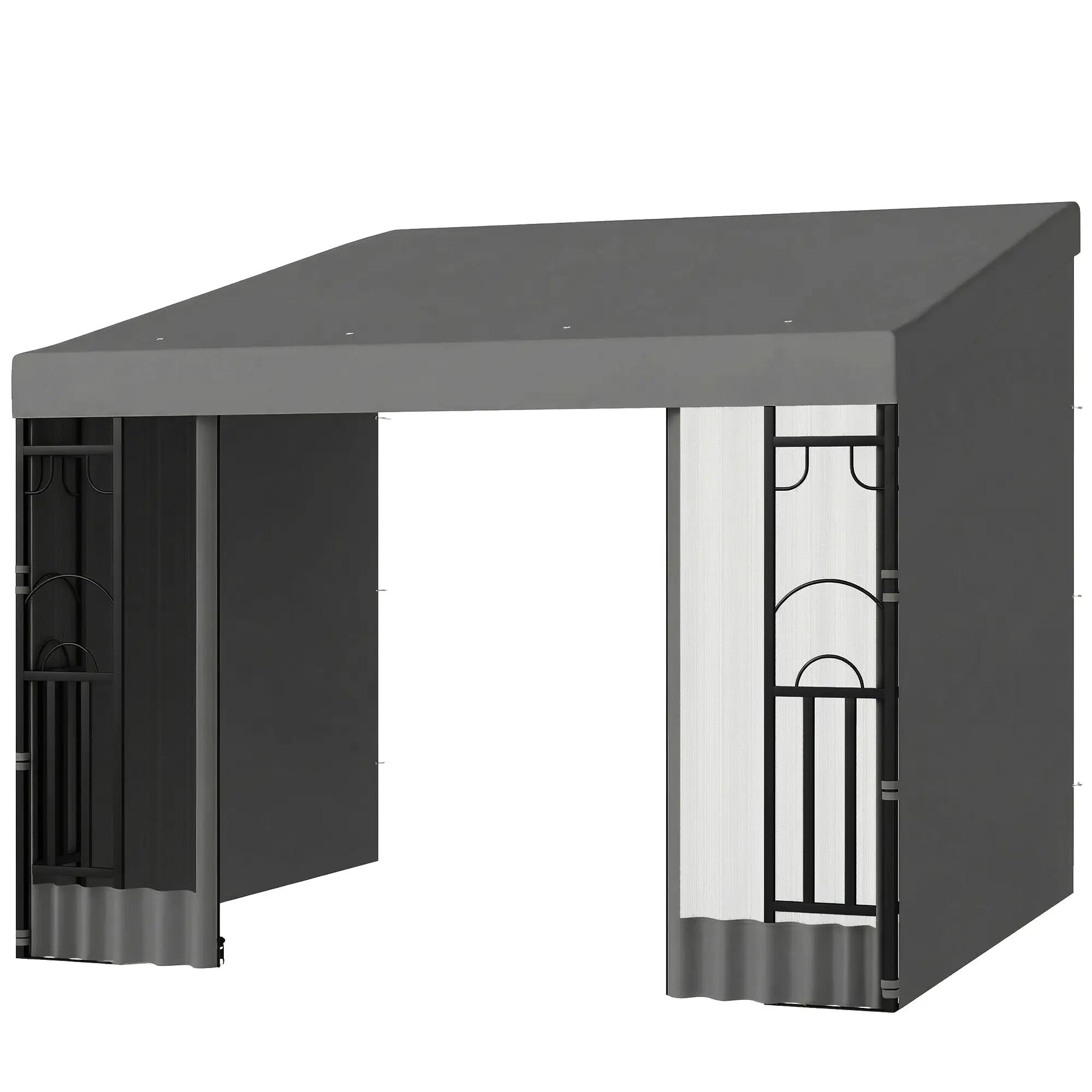 10' x 10' Wall Pergola, Outdoor Gazebo With Curtains, Dark Grey Pergolas Dark Grey at Gallery Canada