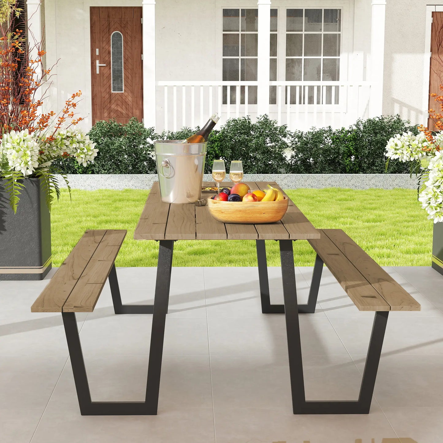 5.7 FT Outdoor Picnic Table, Spruce Wood, 795 LBS Benches, Brown Picnic Tables & Camping Chairs at Gallery Canada