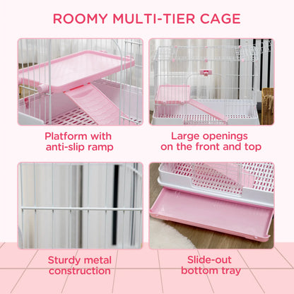 32"L 2-Level Small Animal Cage, Universal Lockable Wheels, Pink Houses & Habitats at Gallery Canada