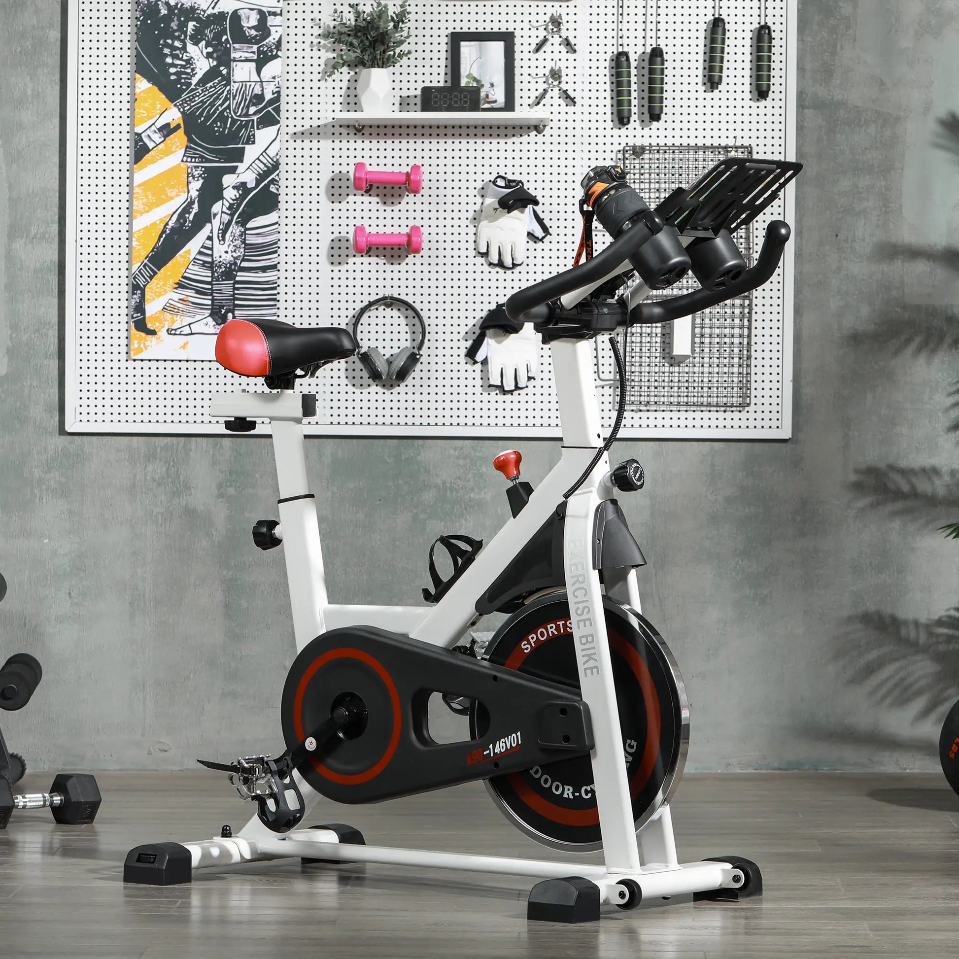 Adjustable Upright Exercise Bike, LCD Display, Indoor Cycling, Adjustable Resistance, White Exercise & Stationary Bikes at Gallery Canada
