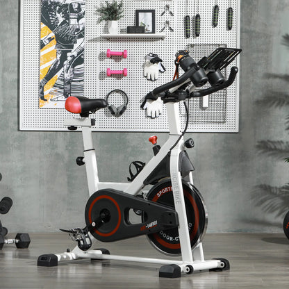Adjustable Upright Exercise Bike, LCD Display, Indoor Cycling, Adjustable Resistance, White Exercise & Stationary Bikes at Gallery Canada
