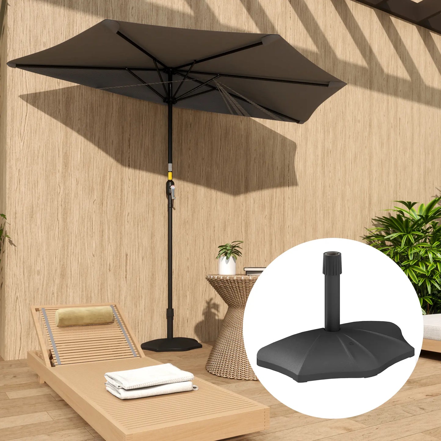 26lbs Concrete Patio Umbrella Base, 1.5/1.9" Pole Stand, Black Umbrella Bases at Gallery Canada