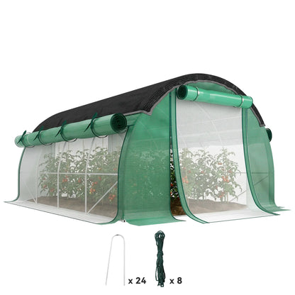 Walk-in Tunnel Greenhouse, 10' x 13' x 6.5', Mesh Sidewalls, 2 Doors, Green Tunnel Greenhouses at Gallery Canada