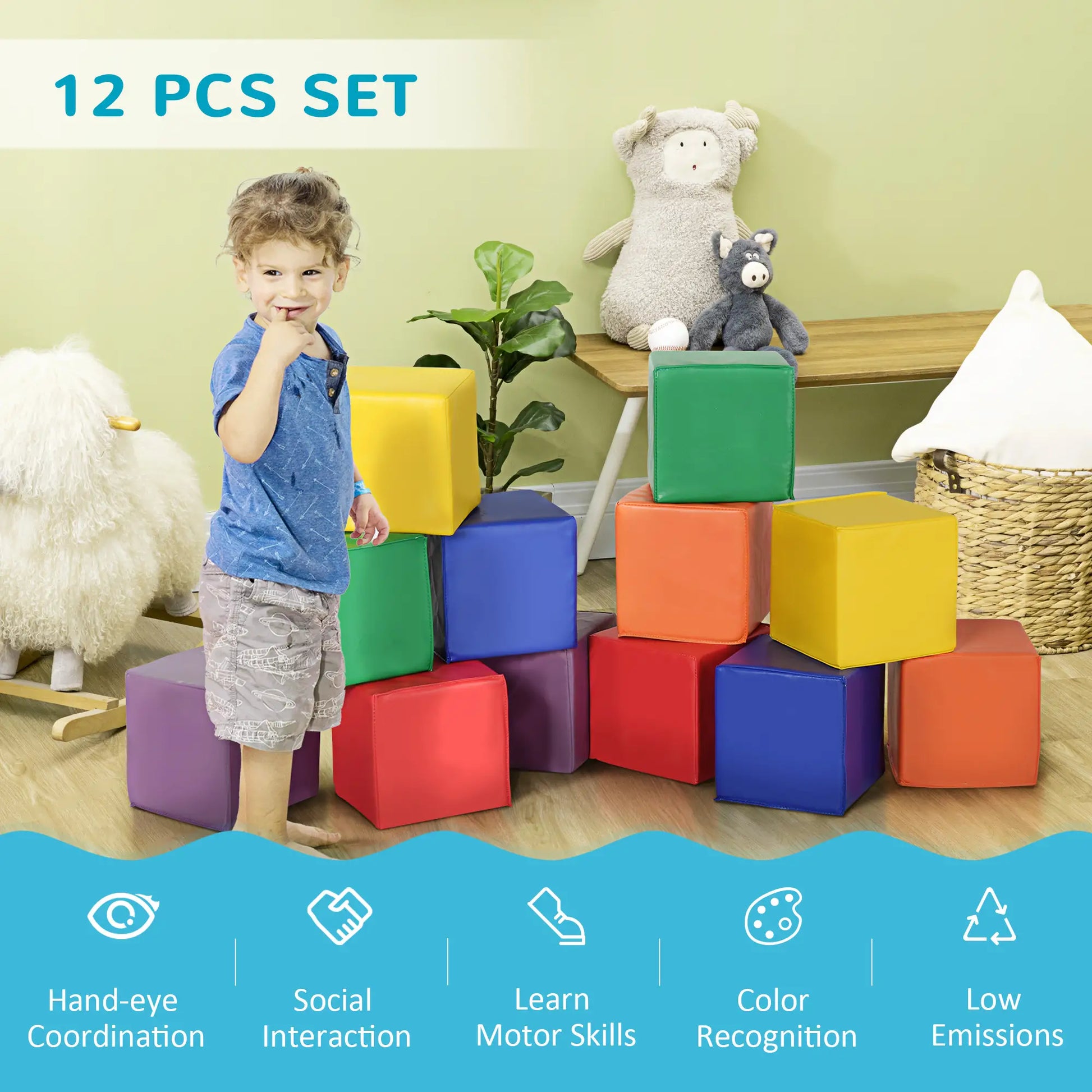12 Piece Soft Play Blocks, Foam Toy, Building Stacking, Multicolours Baby Gym & Playmats at Gallery Canada