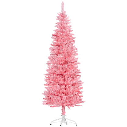 6ft Pencil Artificial Christmas Tree, 479 Branch Tips, Steel Base, Pink Pencil Christmas Trees Pink at Gallery Canada